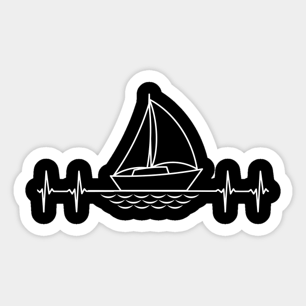 Sailing - Heartbeat & Sailboat - Dark Prods Sticker by SwishMarine